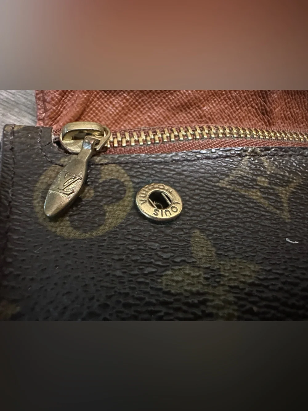 Louis Vuitton Monogram Canvas Chain Wallet in Brown with Gold Hardware